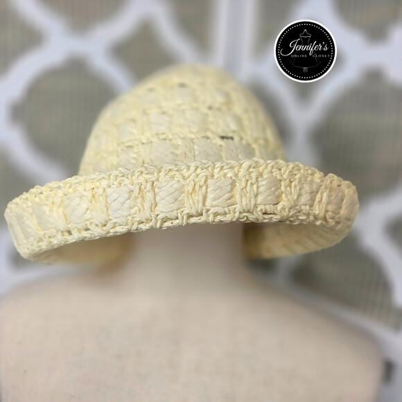 Arlin Cream Women's Vintage Interwoven Summer Hat One Size - Picture 2 of 9
